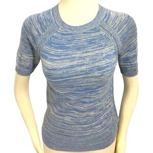 Gap Women's Sweater Merino Short Sleeves Blue Cream Size XL